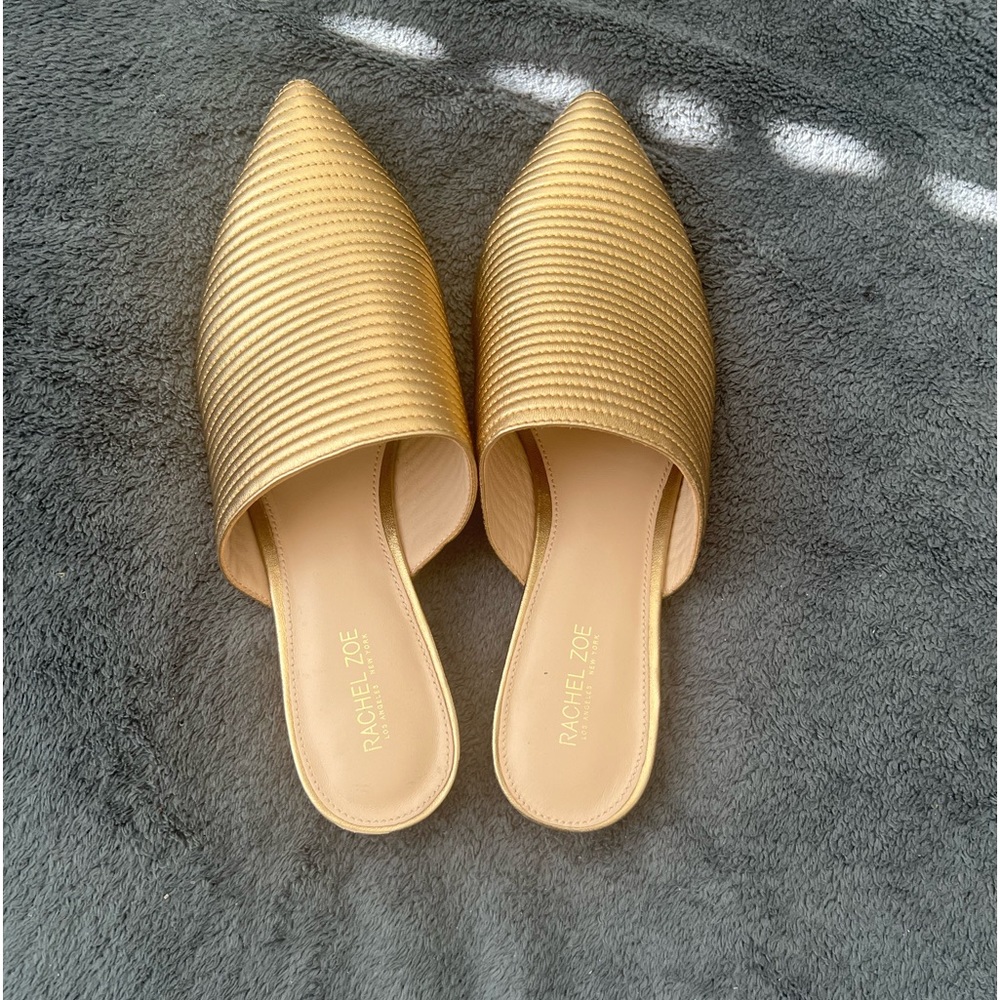 Rachel Zoe Gold Flat Mules sz 7.5